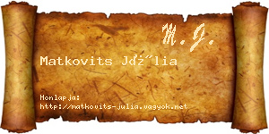 Matkovits Júlia névjegykártya